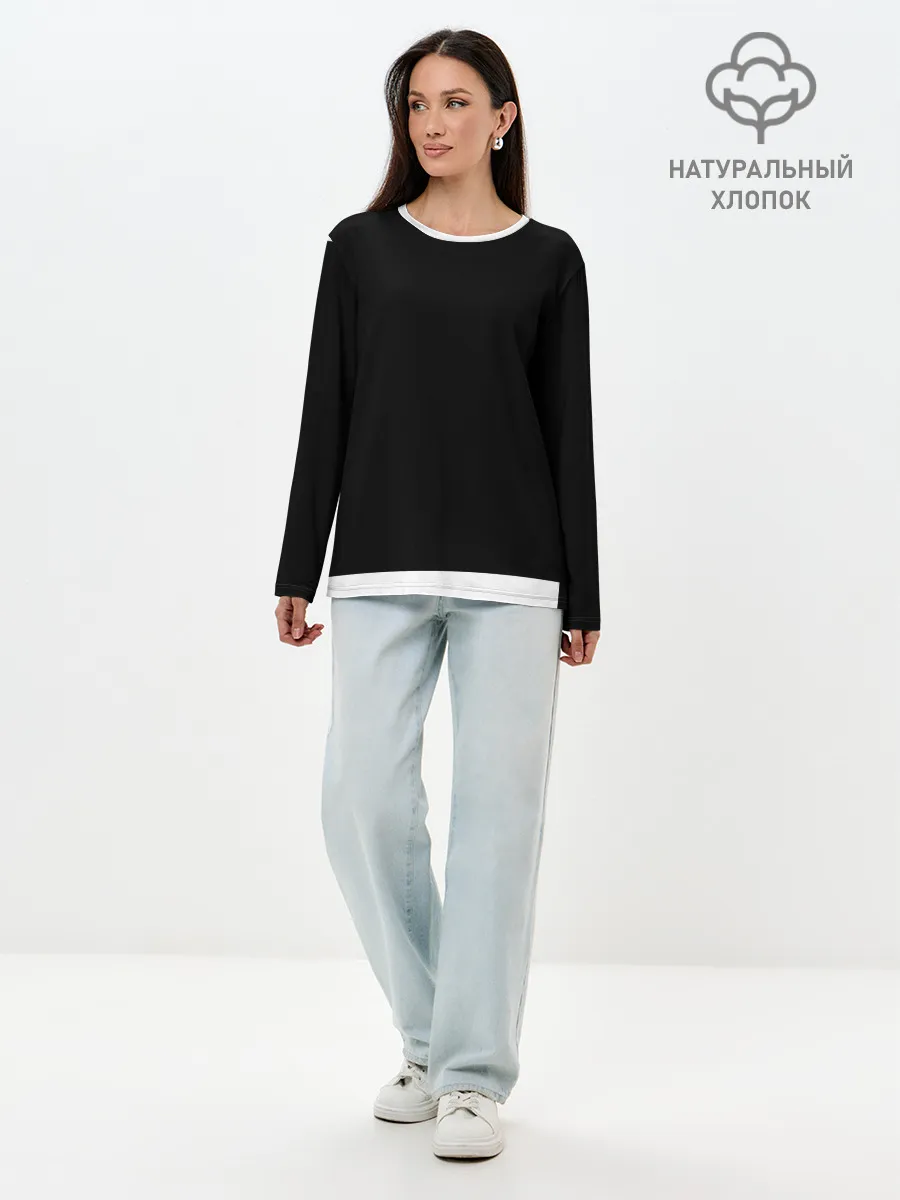 Лонгслив женский. Хлопок / Никогда не сдавайся