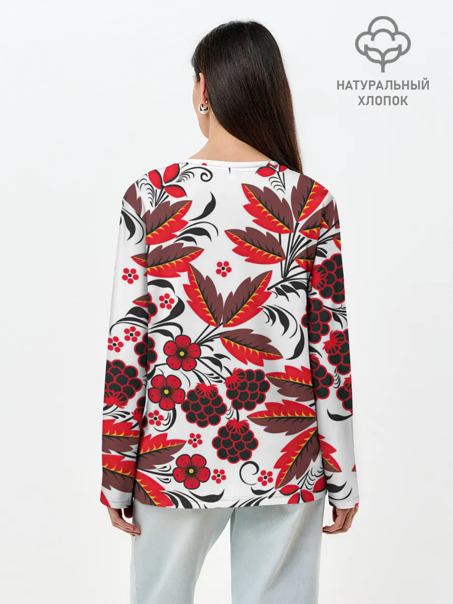 Лонгслив женский. Хлопок / Хохлома