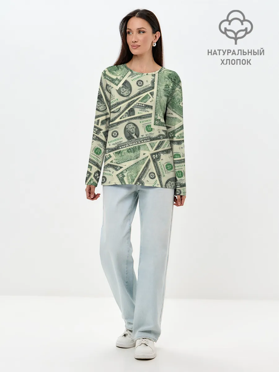 Лонгслив женский. Хлопок / Доллар