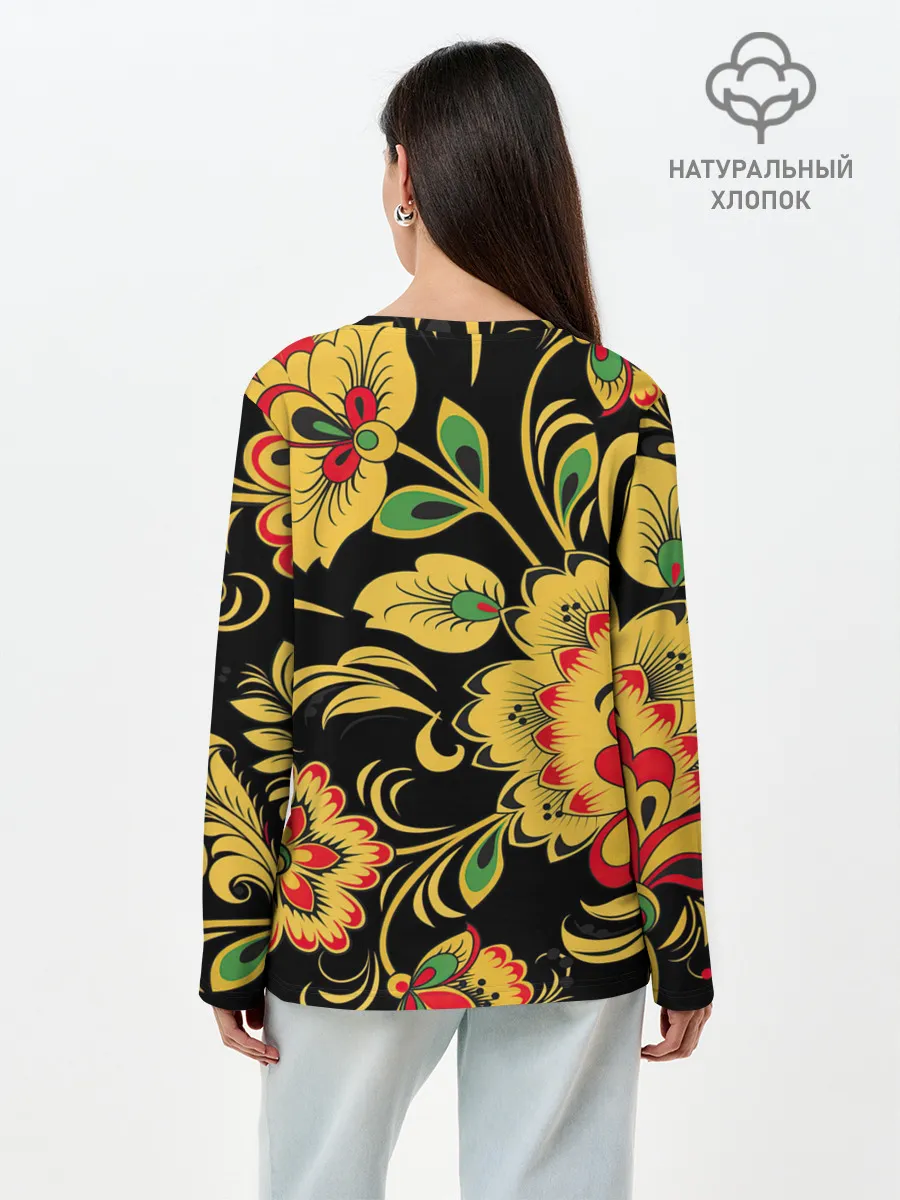 Лонгслив женский. Хлопок / Хохлома