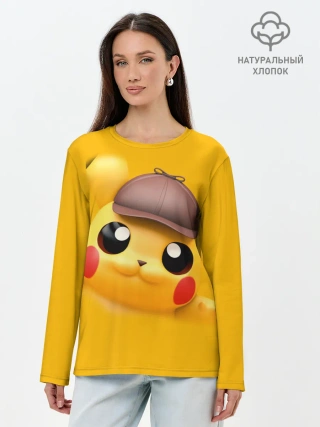 Лонгслив женский. Хлопок / Pikachu Pika Pika
