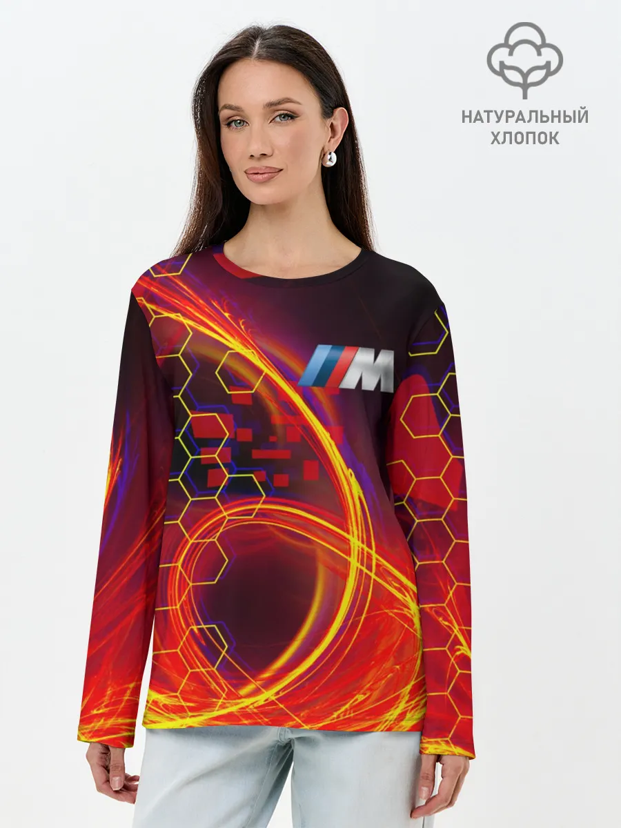 Лонгслив женский. Хлопок / BMW | Спорт