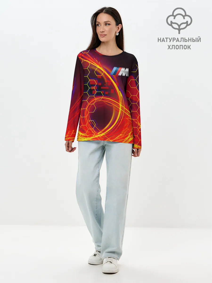 Лонгслив женский. Хлопок / BMW | Спорт