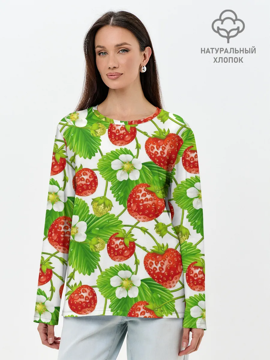 Лонгслив женский. Хлопок / Земляника