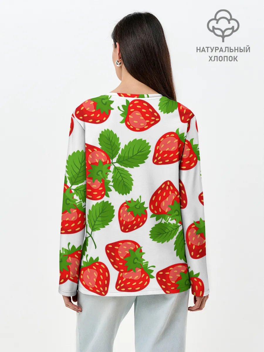Лонгслив женский. Хлопок / Клубника