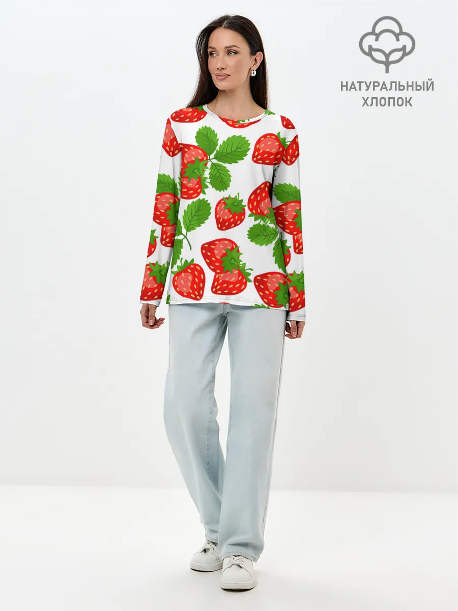 Лонгслив женский. Хлопок / Клубника