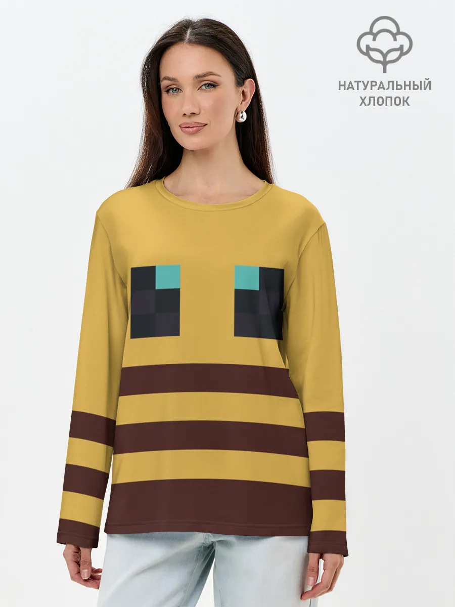 Лонгслив женский. Хлопок / Minecraft Bee