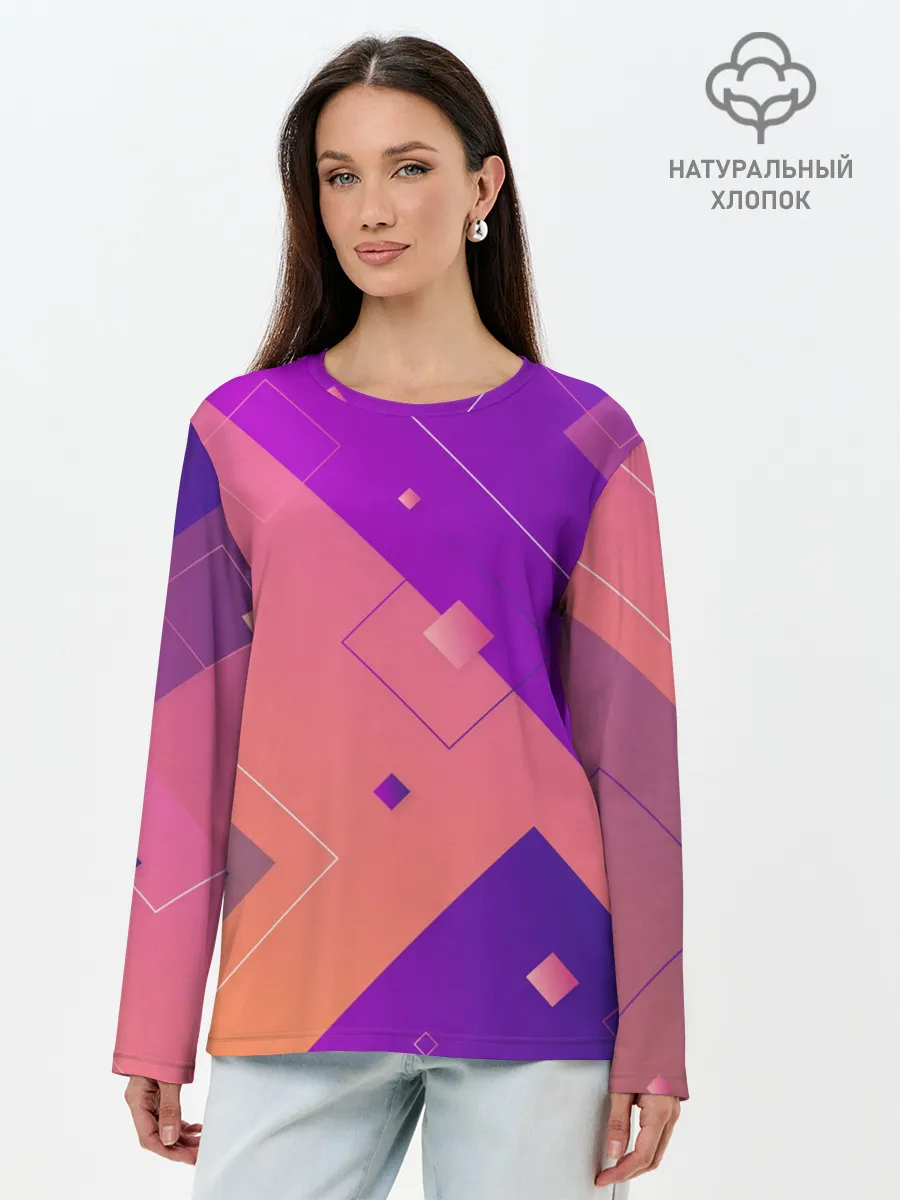 Лонгслив женский. Хлопок / Геометрия