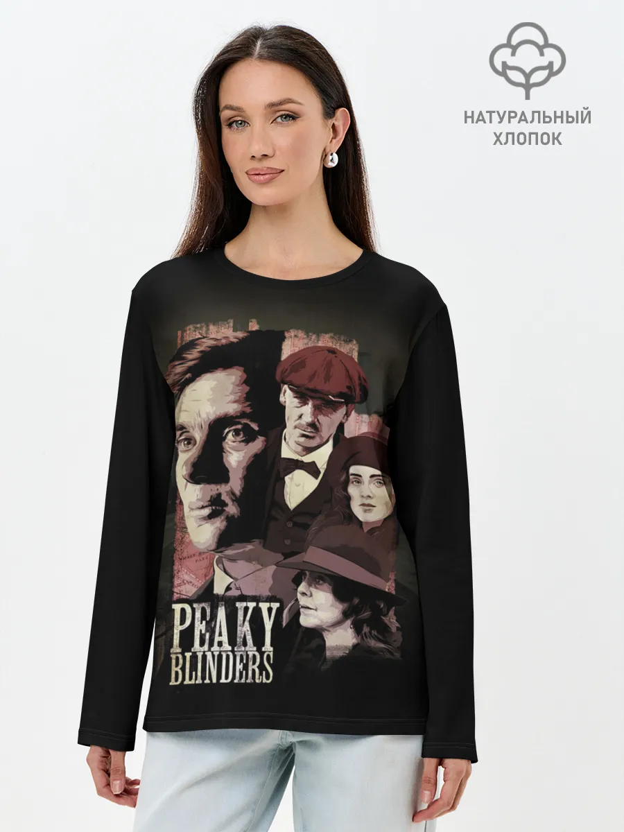 Лонгслив женский. Хлопок / Острые козырьки