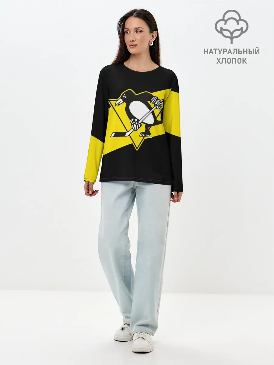 Лонгслив женский. Хлопок / Питтсбург Пингвинз