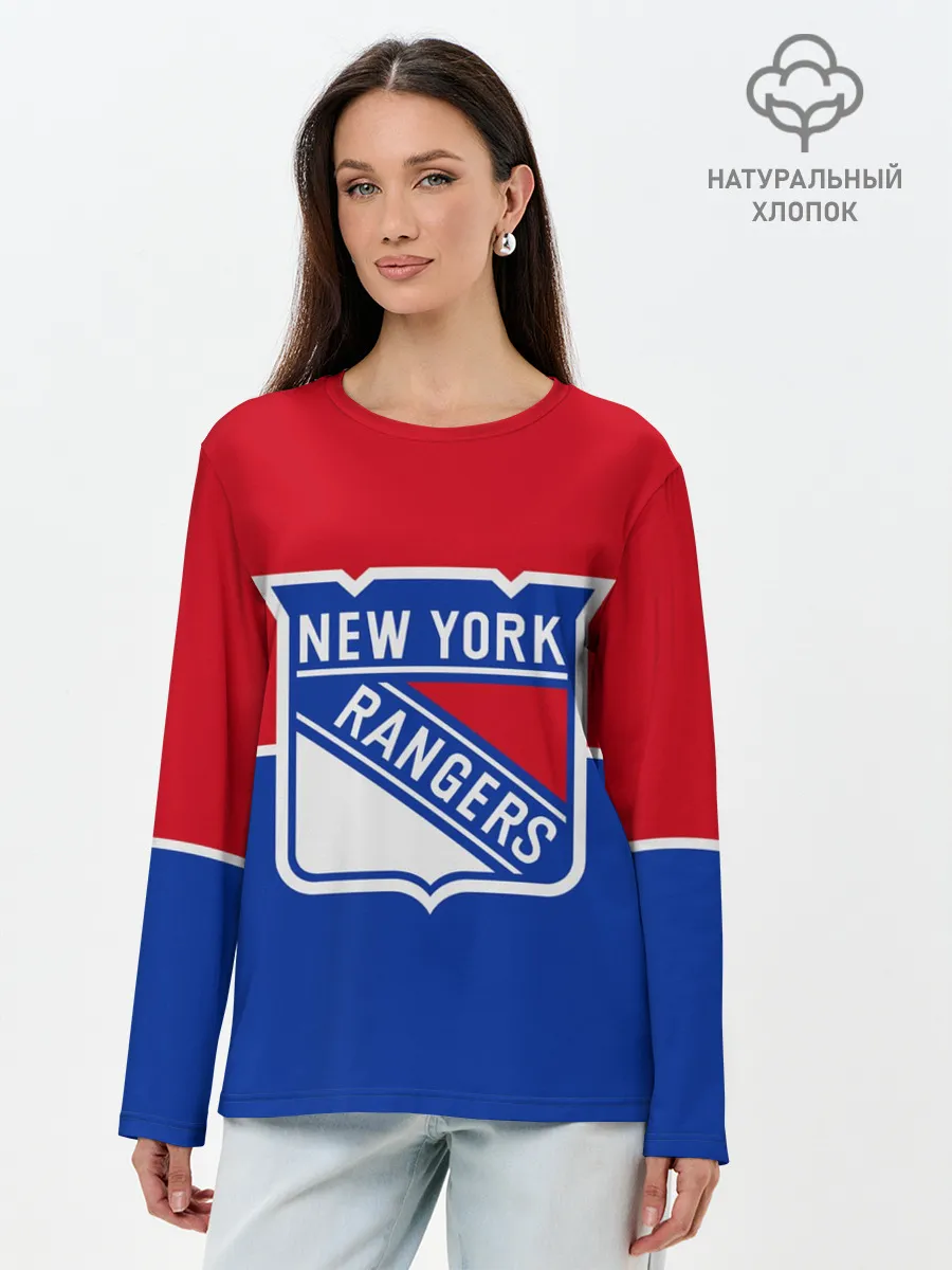 Лонгслив женский. Хлопок / Нью-Йорк Рейнджерс