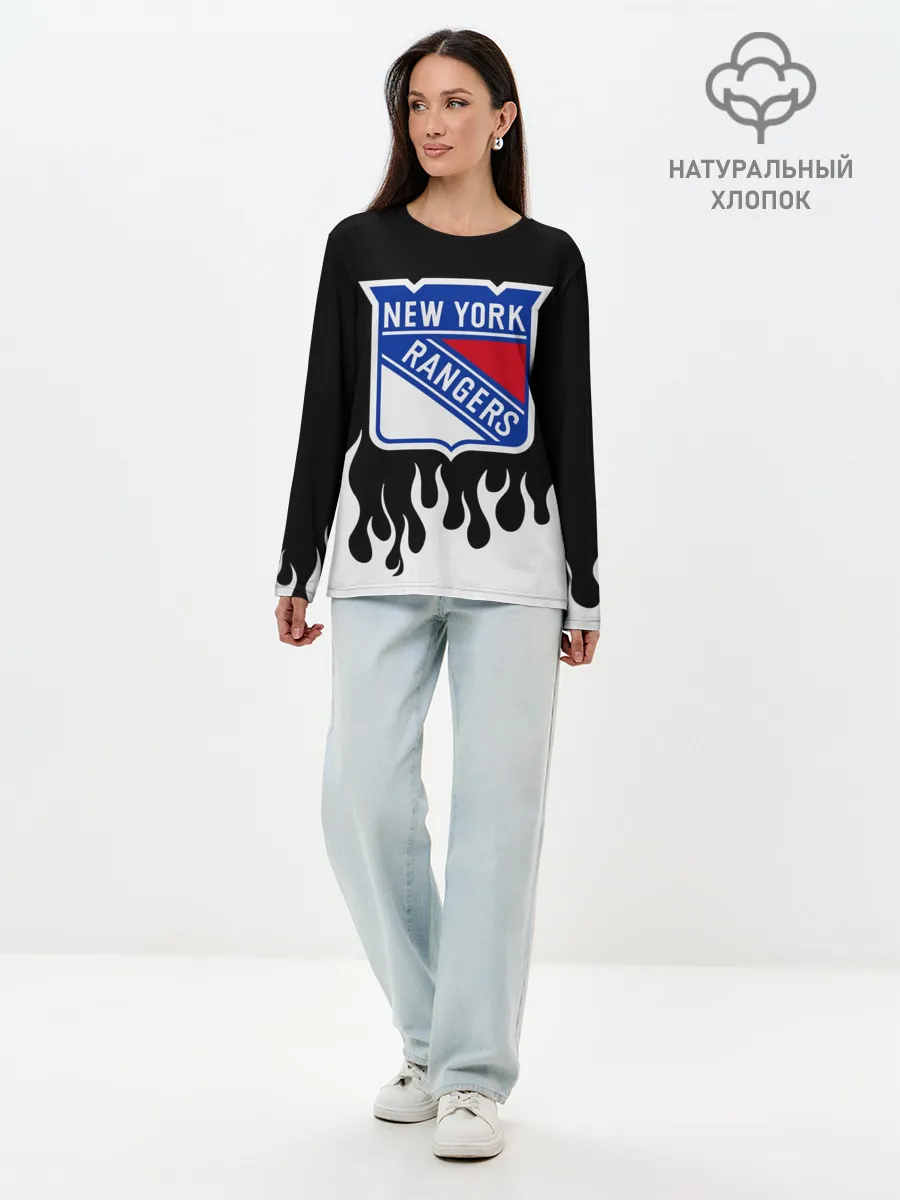 Лонгслив женский. Хлопок / Нью-Йорк Рейнджерс