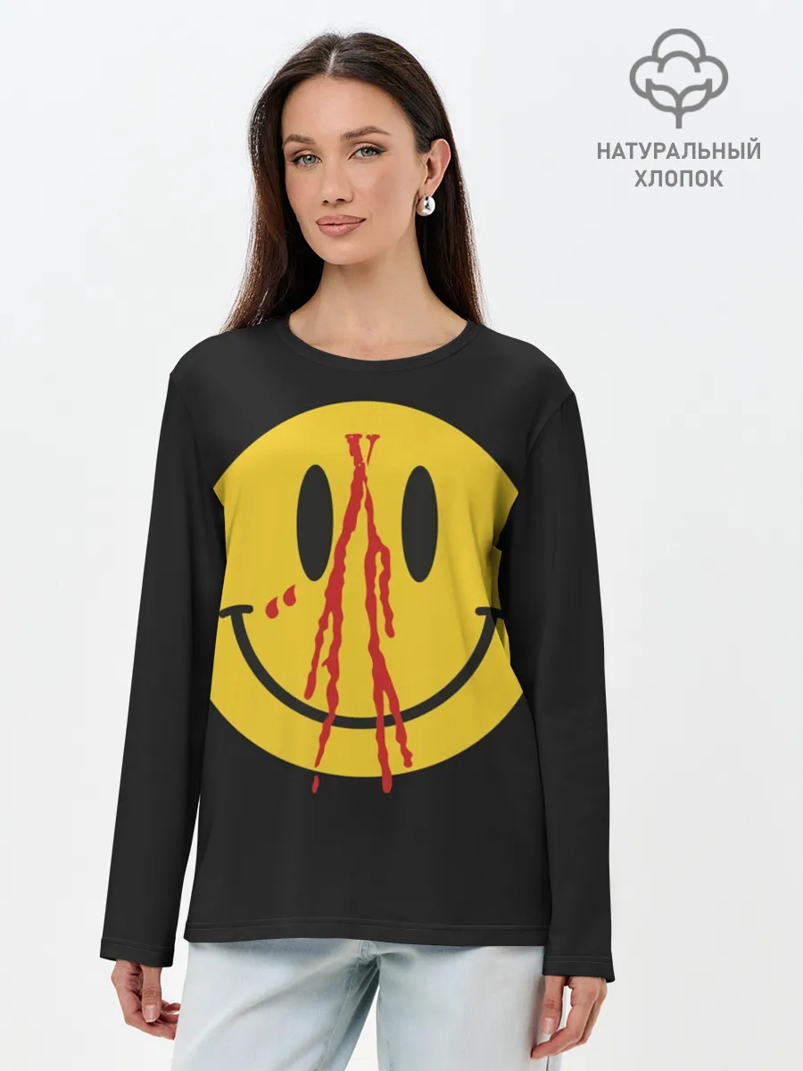 Лонгслив женский. Хлопок / Pop Up Smiley