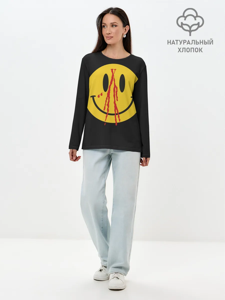 Лонгслив женский. Хлопок / Pop Up Smiley