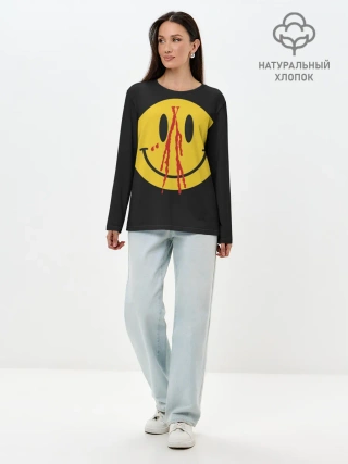 Лонгслив женский. Хлопок / Pop Up Smiley