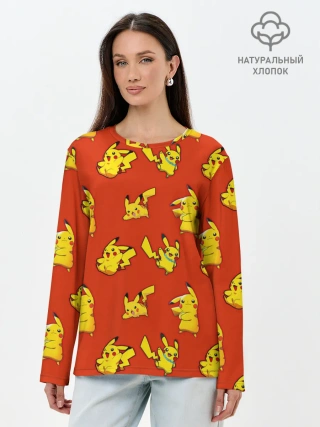 Лонгслив женский. Хлопок / Пикачу