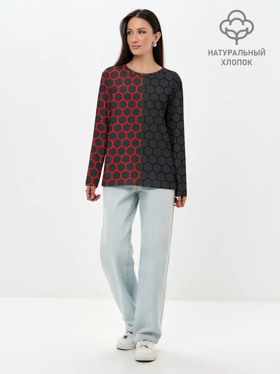 Лонгслив женский. Хлопок / НЕОНОВЫЕ СОТЫ