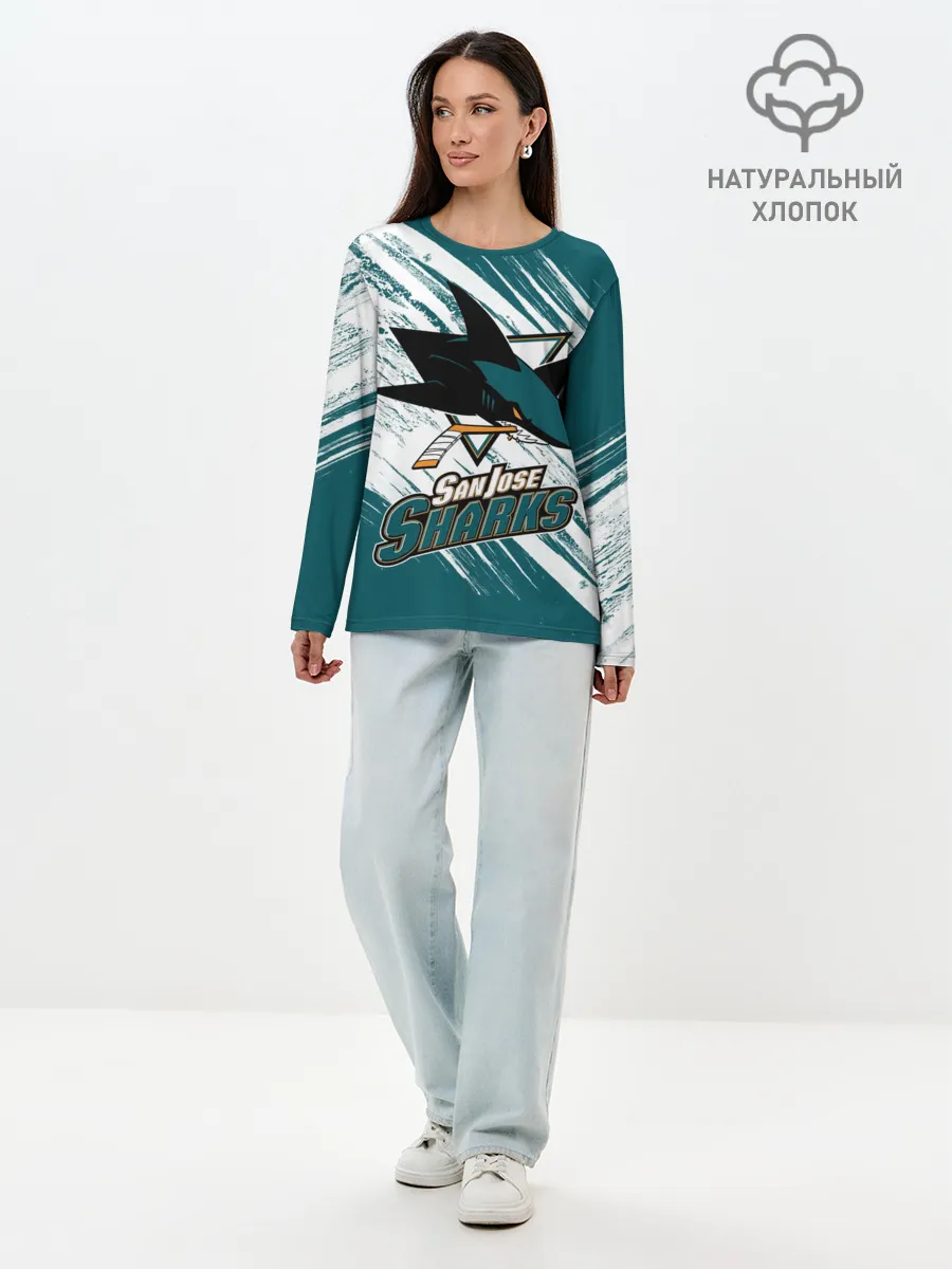 Лонгслив женский. Хлопок / Сан-Хосе Шаркс