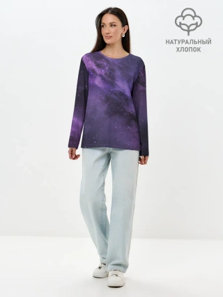 Лонгслив женский. Хлопок / Космос