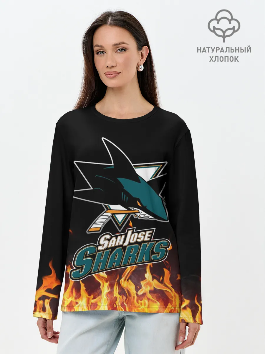 Лонгслив женский. Хлопок / Сан-Хосе Шаркс