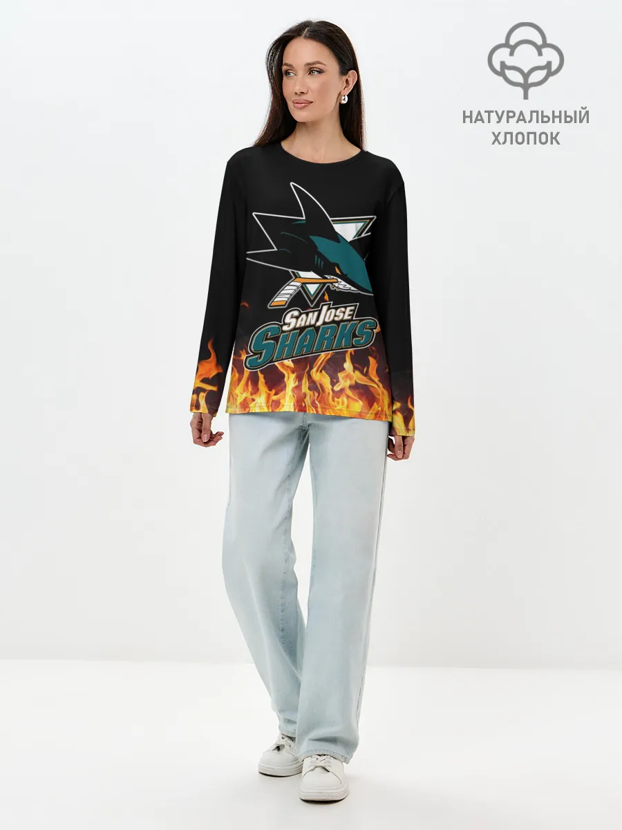 Лонгслив женский. Хлопок / Сан-Хосе Шаркс