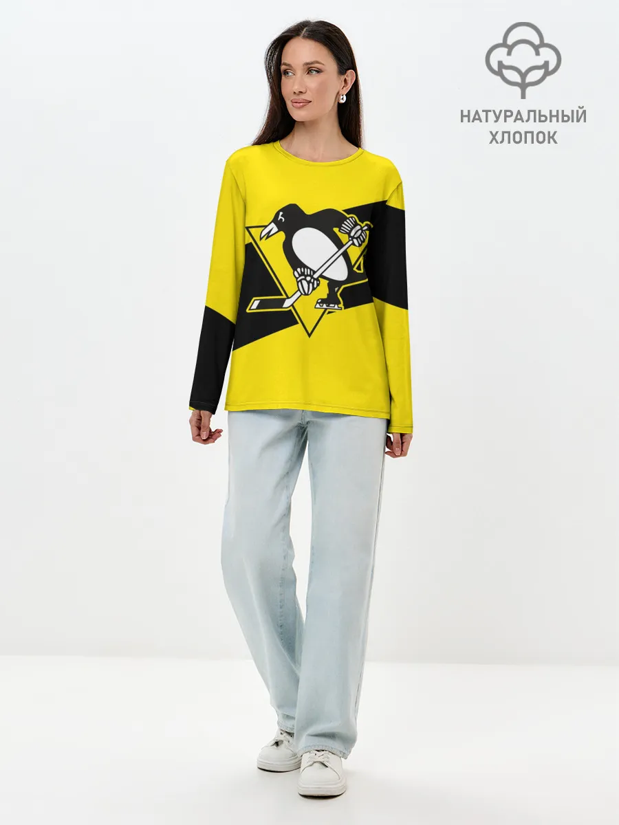 Лонгслив женский. Хлопок / Питтсбург Пингвинз