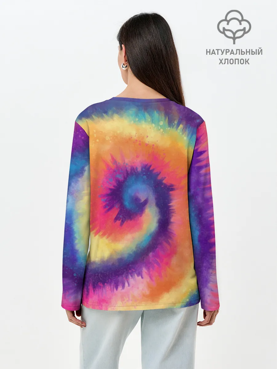 Лонгслив женский. Хлопок / TIE-DYE MULTICOLOR