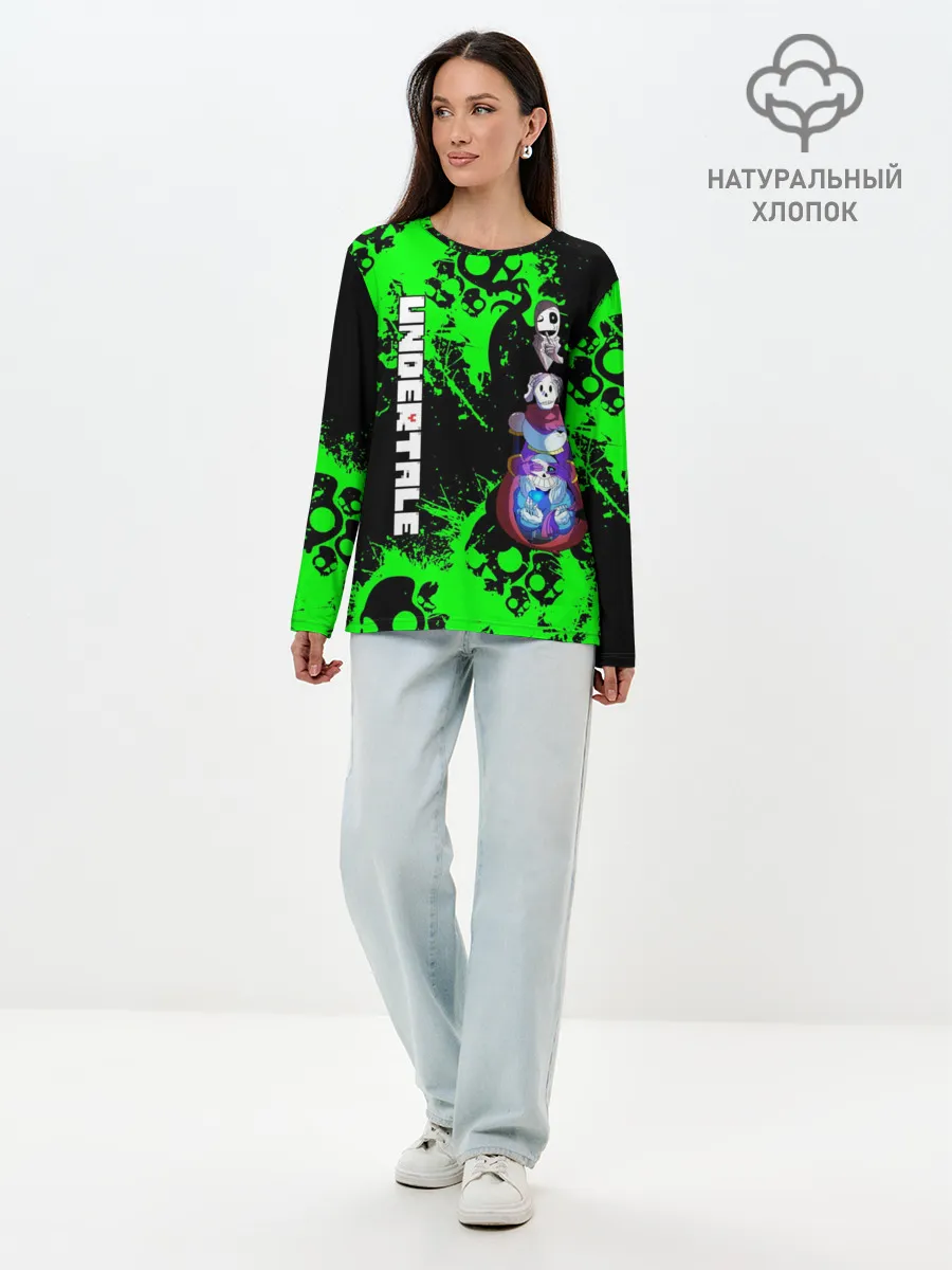 Лонгслив женский. Хлопок / Undertale | Sans