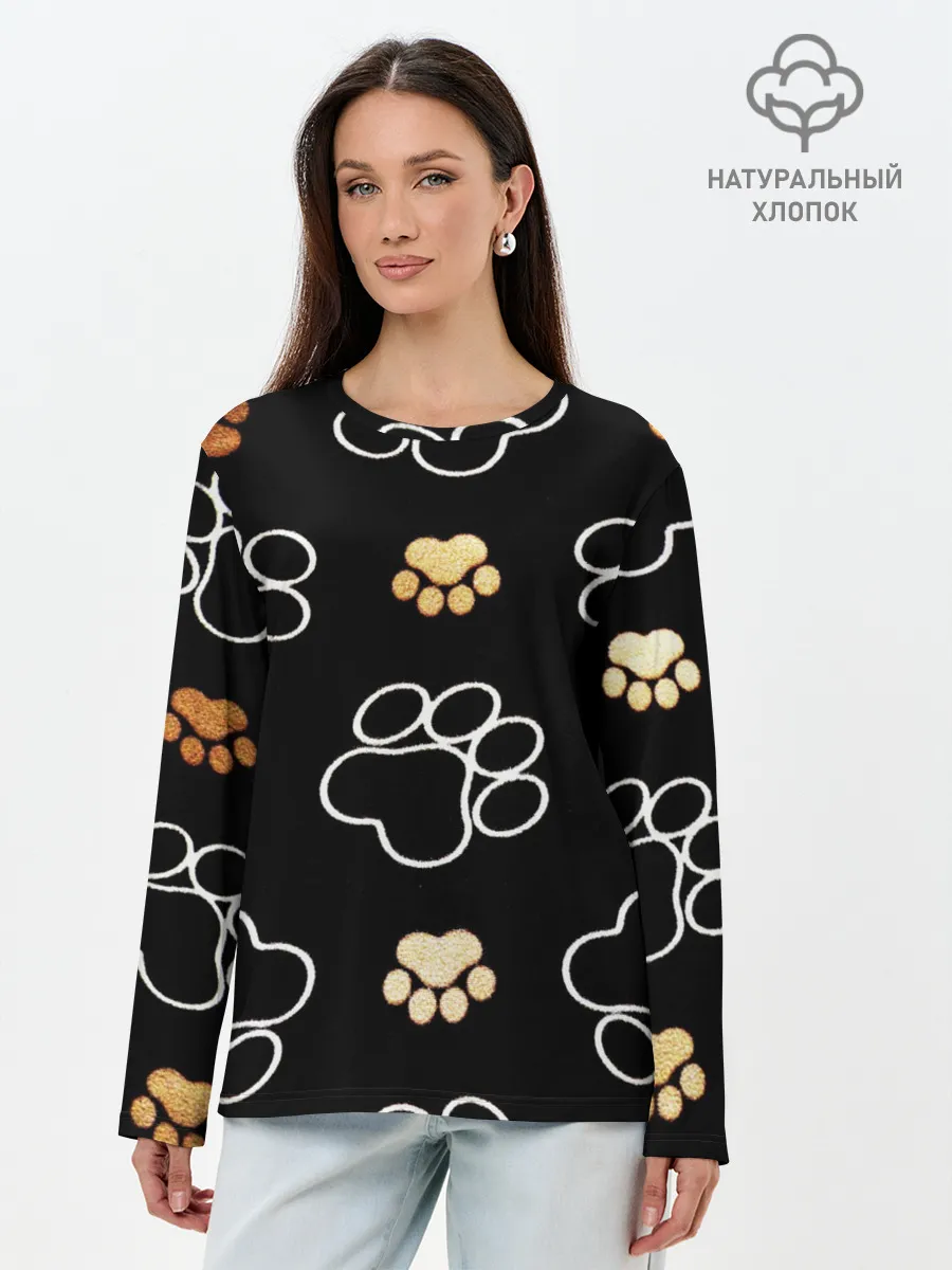 Лонгслив женский. Хлопок / Лапки