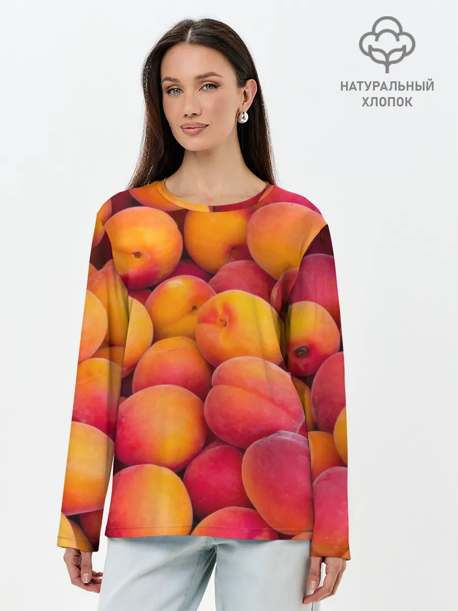 Лонгслив женский. Хлопок / Персики