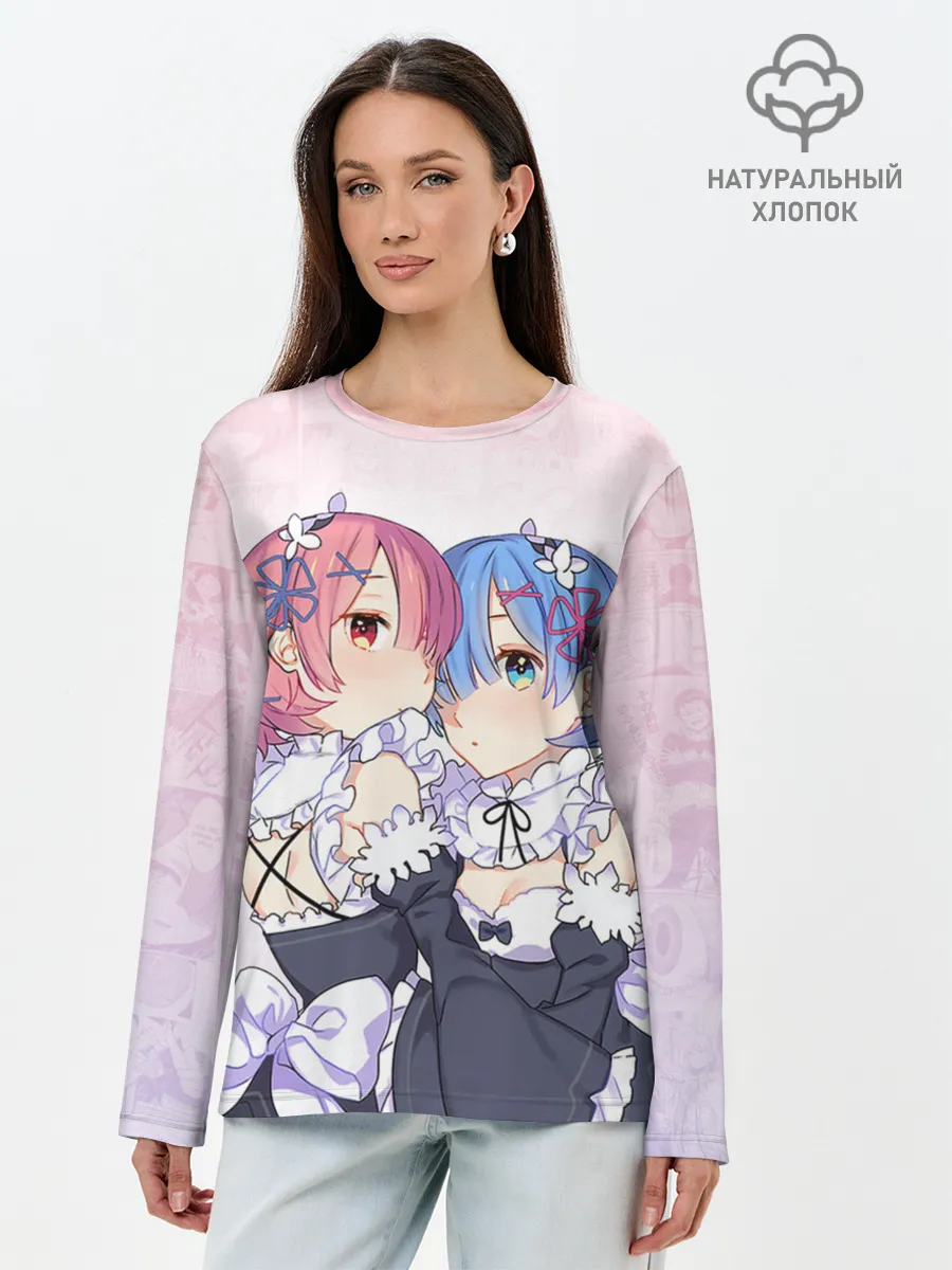 Лонгслив женский. Хлопок / Re:Zero, Рам и Рем