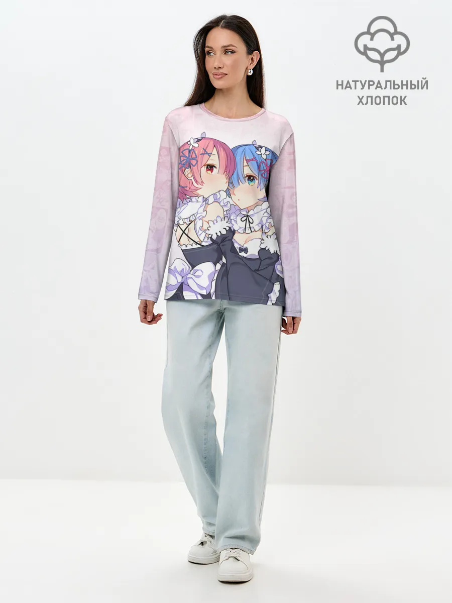 Лонгслив женский. Хлопок / Re:Zero, Рам и Рем