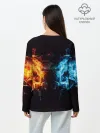Лонгслив женский. Хлопок / Абстракция,Инь-Ян,Огонь,Вода