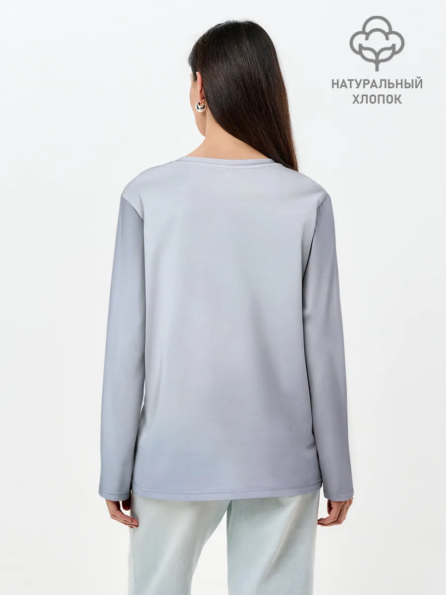 Лонгслив женский. Хлопок / Кот в шарфе