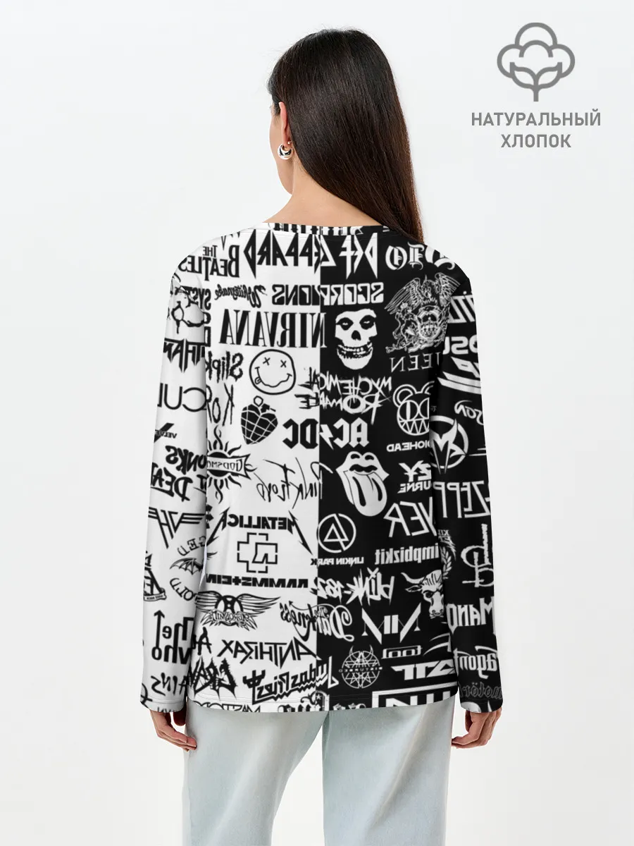 Лонгслив женский. Хлопок / Эмблемы Рок Групп