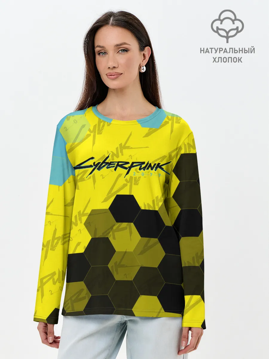 Лонгслив женский. Хлопок / CYBERPUNK 2077 / Киберпанк
