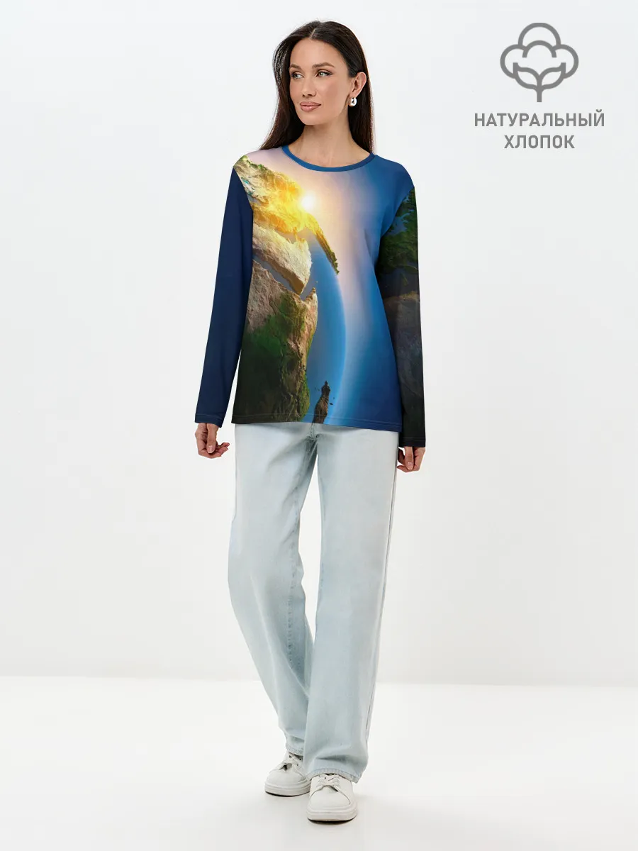 Лонгслив женский. Хлопок / Планета Земля