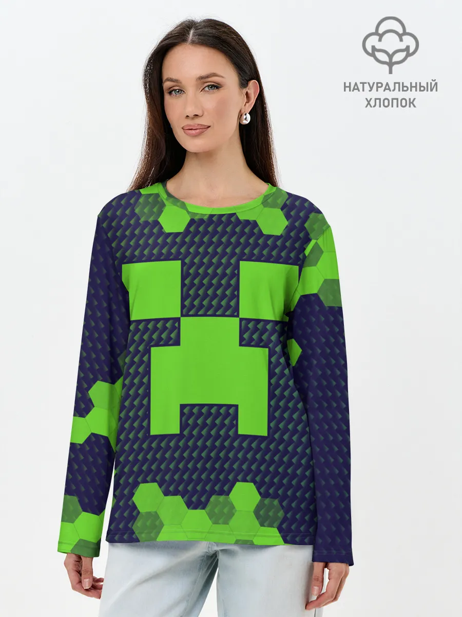 Лонгслив женский. Хлопок / MINECRAFT / МАЙНКРАФТ