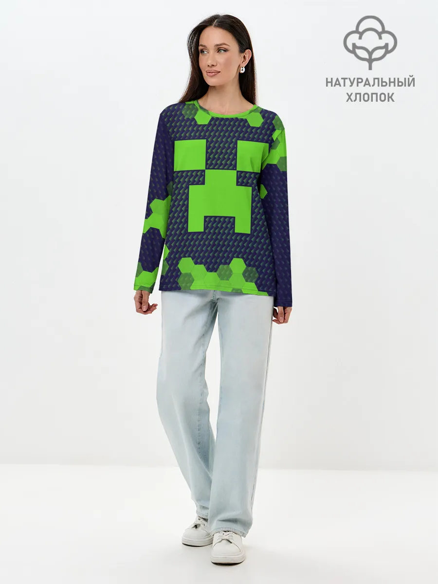 Лонгслив женский. Хлопок / MINECRAFT / МАЙНКРАФТ
