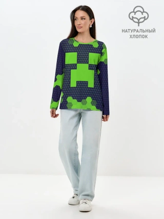 Лонгслив женский. Хлопок / MINECRAFT / МАЙНКРАФТ