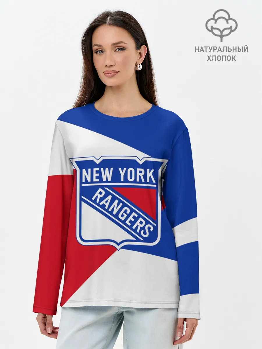 Лонгслив женский. Хлопок / Нью-Йорк Рейнджерс
