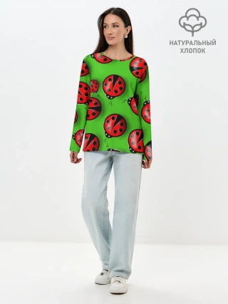 Лонгслив женский. Хлопок / Божьи коровки