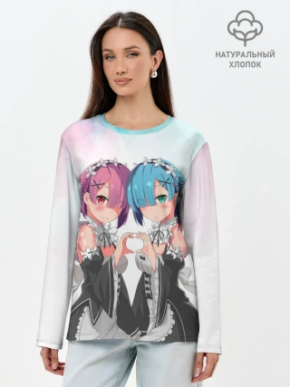 Лонгслив женский. Хлопок / Re:Zero, Рам и Рем
