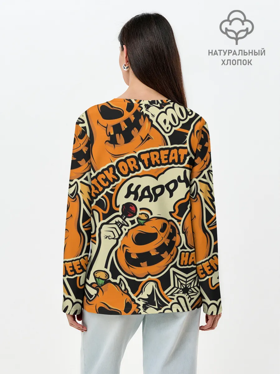 Лонгслив женский. Хлопок / Хэллоуин