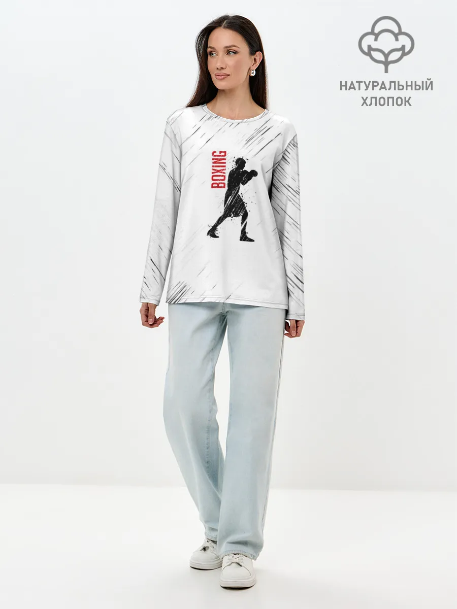 Лонгслив женский. Хлопок / Бокс