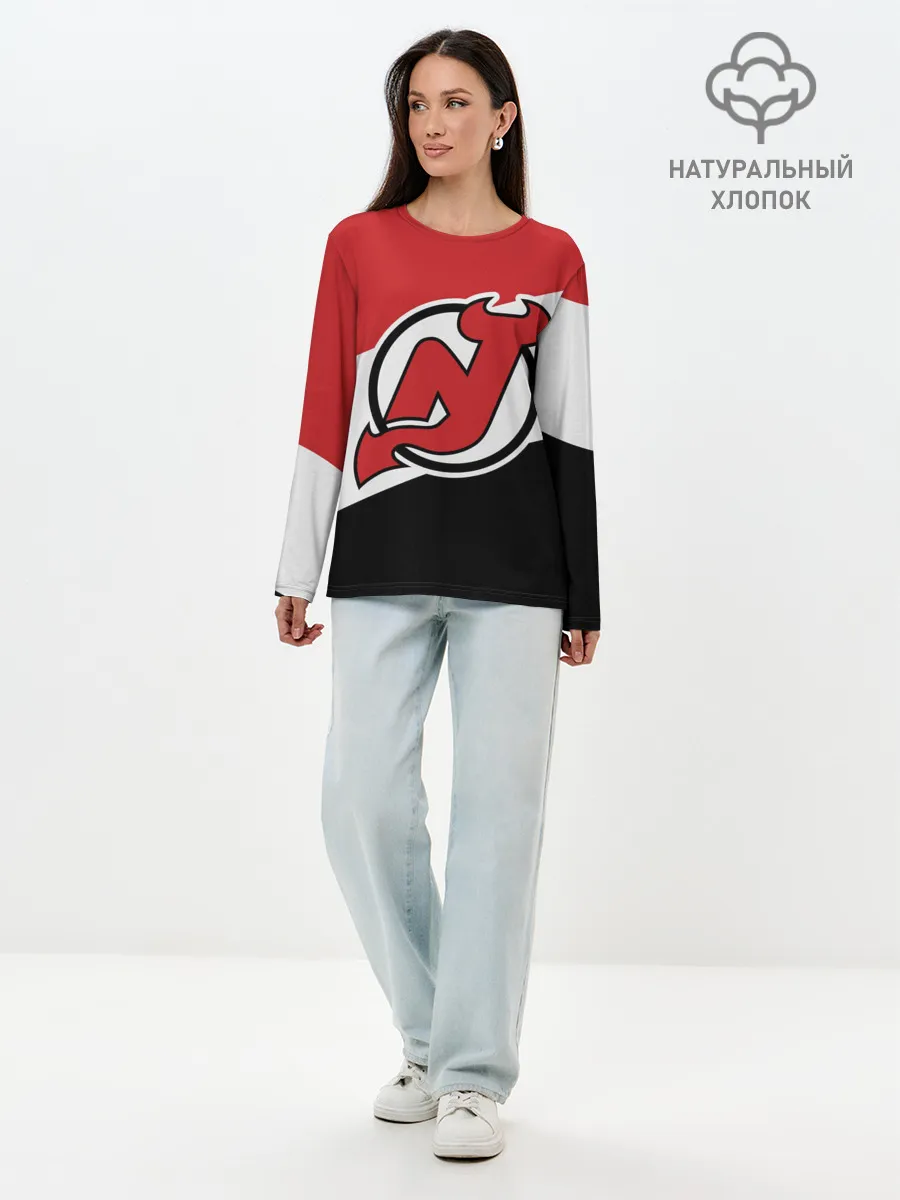 Лонгслив женский. Хлопок / Нью-Джерси Девилз