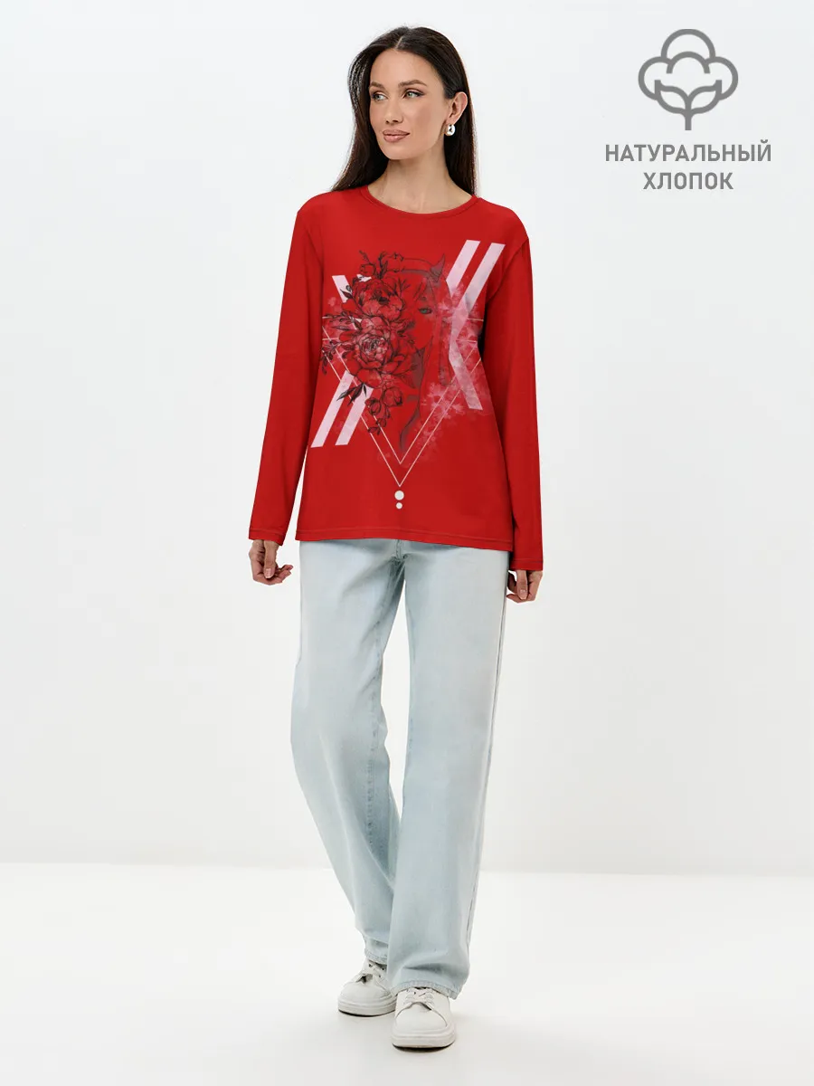 Лонгслив женский. Хлопок / Darling in the Franxx Настроение цвета роз