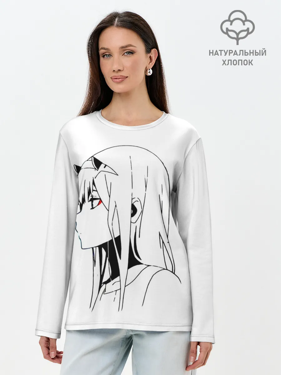 Лонгслив женский. Хлопок / Ноль Два. Контур