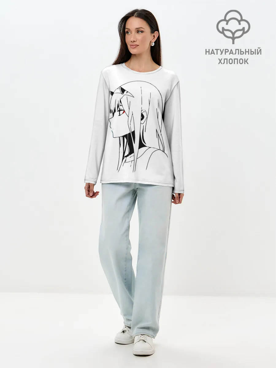 Лонгслив женский. Хлопок / Ноль Два. Контур