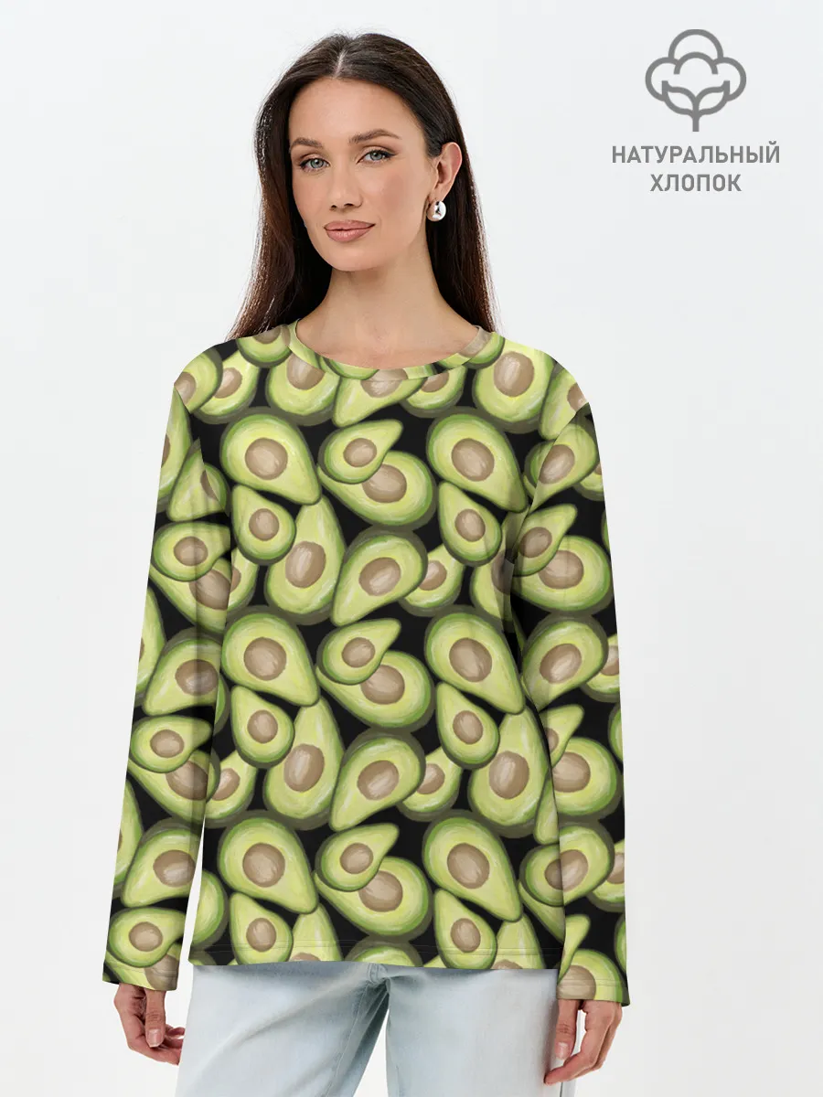 Лонгслив женский. Хлопок / Авокадо